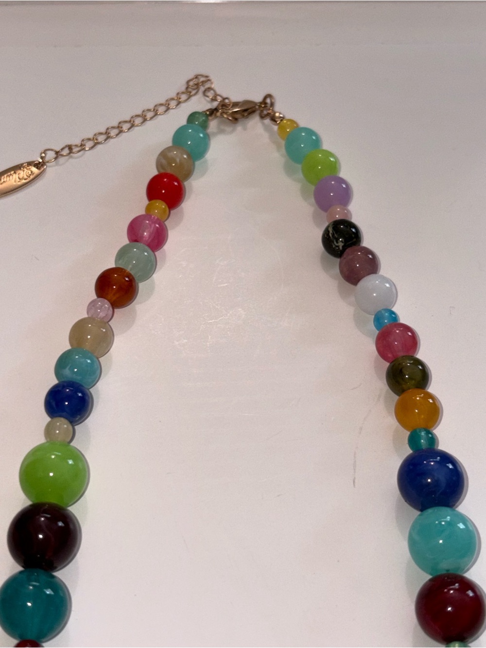 Plunder Multicolor Bead Necklace with Gold Chain